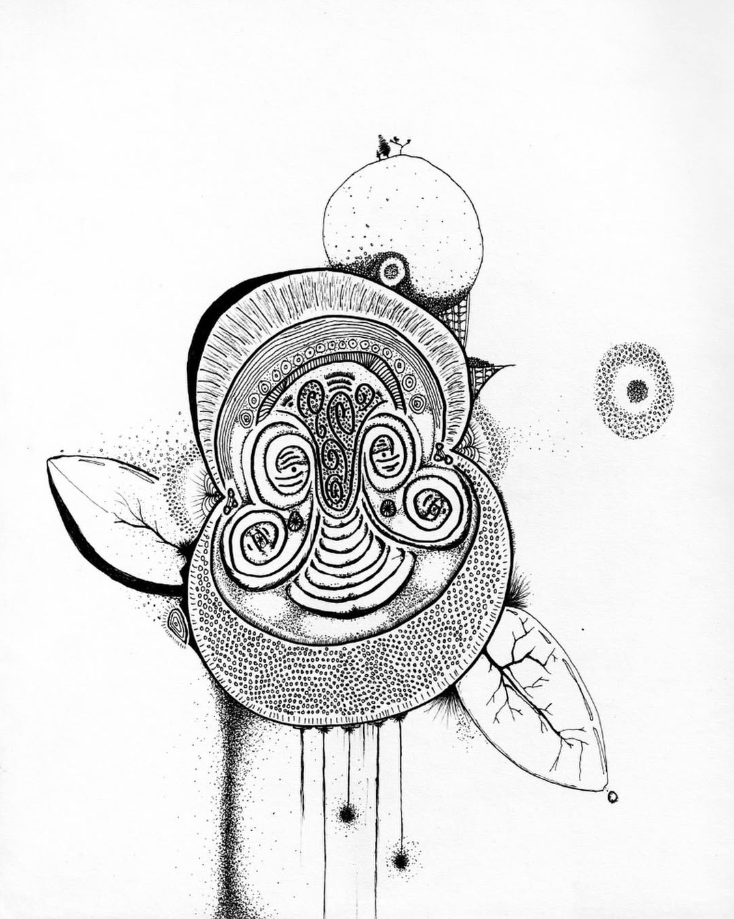 The Whistler, pen-on-paper drawing from the LIFE series by Michael Donovan
